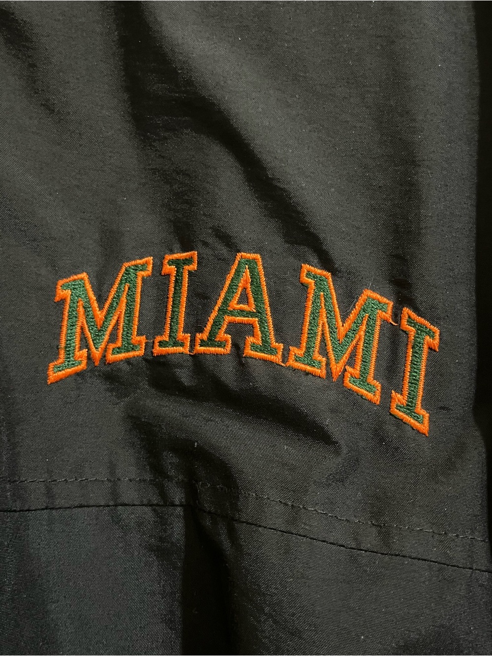 Vintage STARTER 90’s Black University of Miami Hurricanes Bomber Jacket Medium - Picture 3 of 11